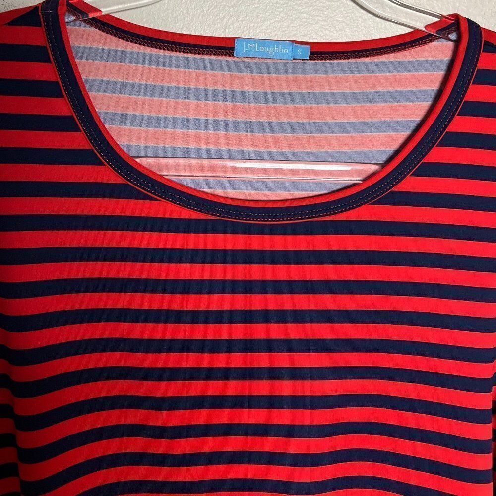 J McLaughlin Rd & Blue Stripe Catalina Cloth Side Ruched Top Size S - Picture 2 of 6